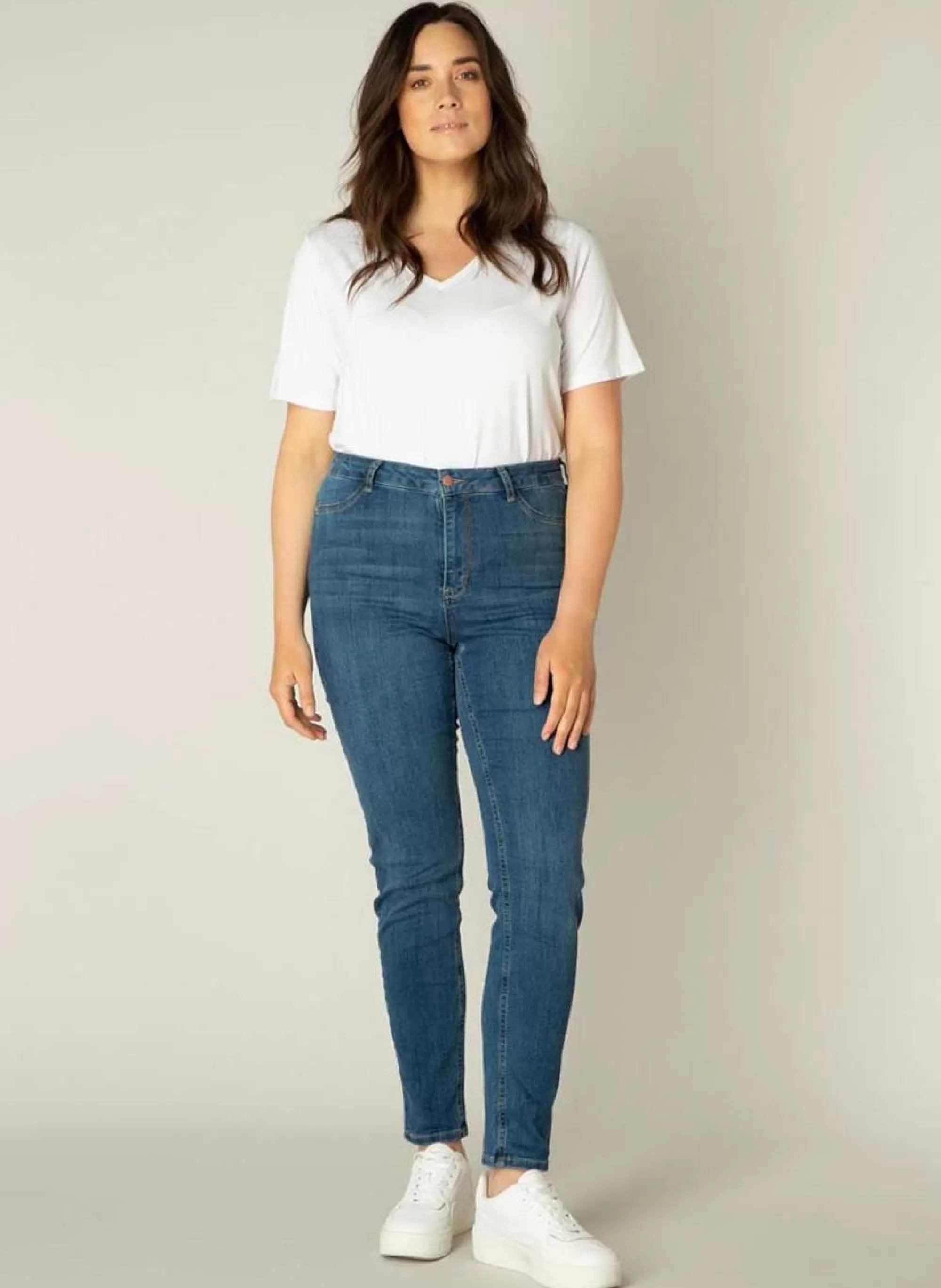 Sale Base Level Curvy Jeans Faya 013 Mid Blue