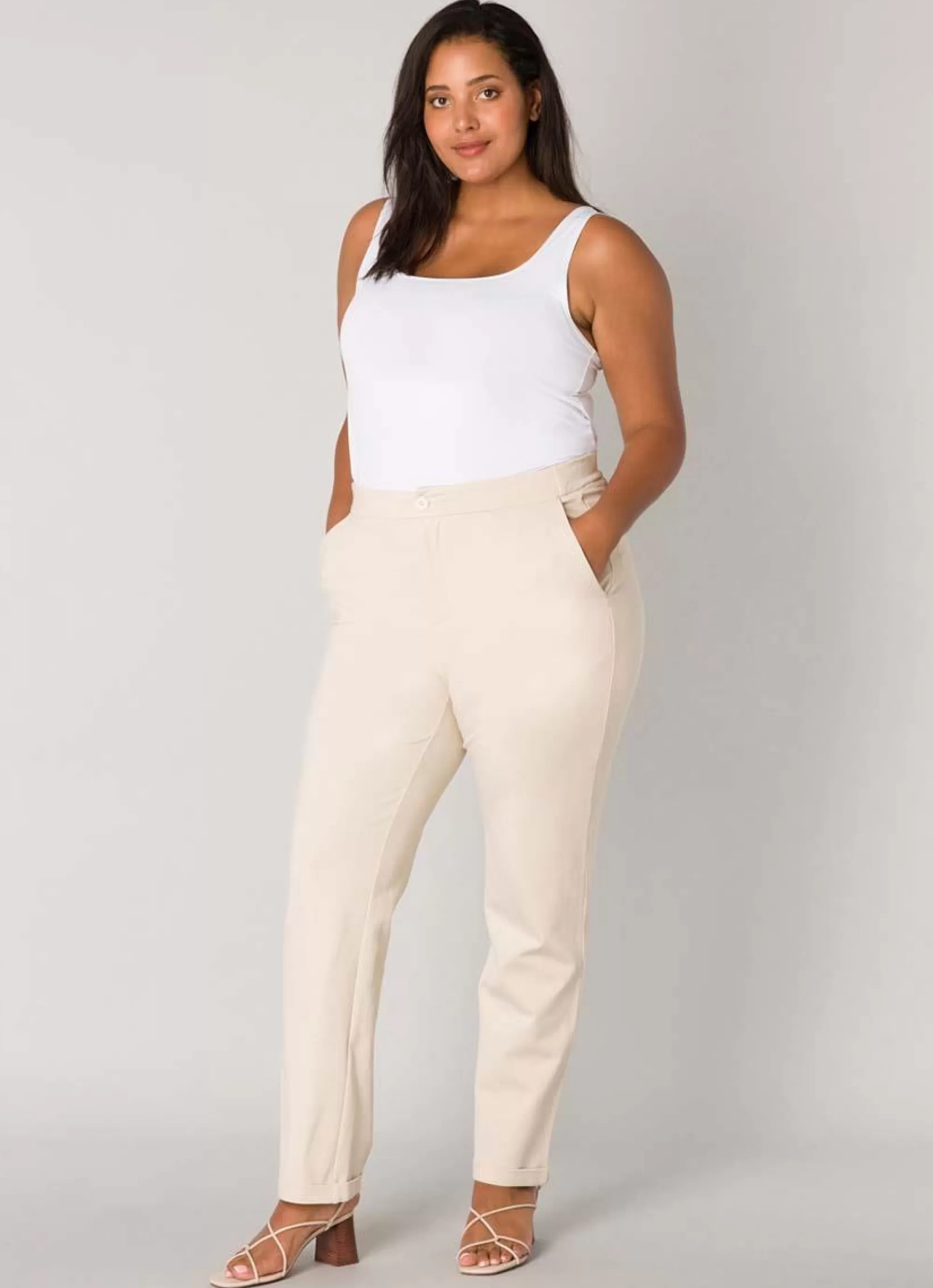 Shop Base Level Curvy Pants Yoella 081 Light Beige