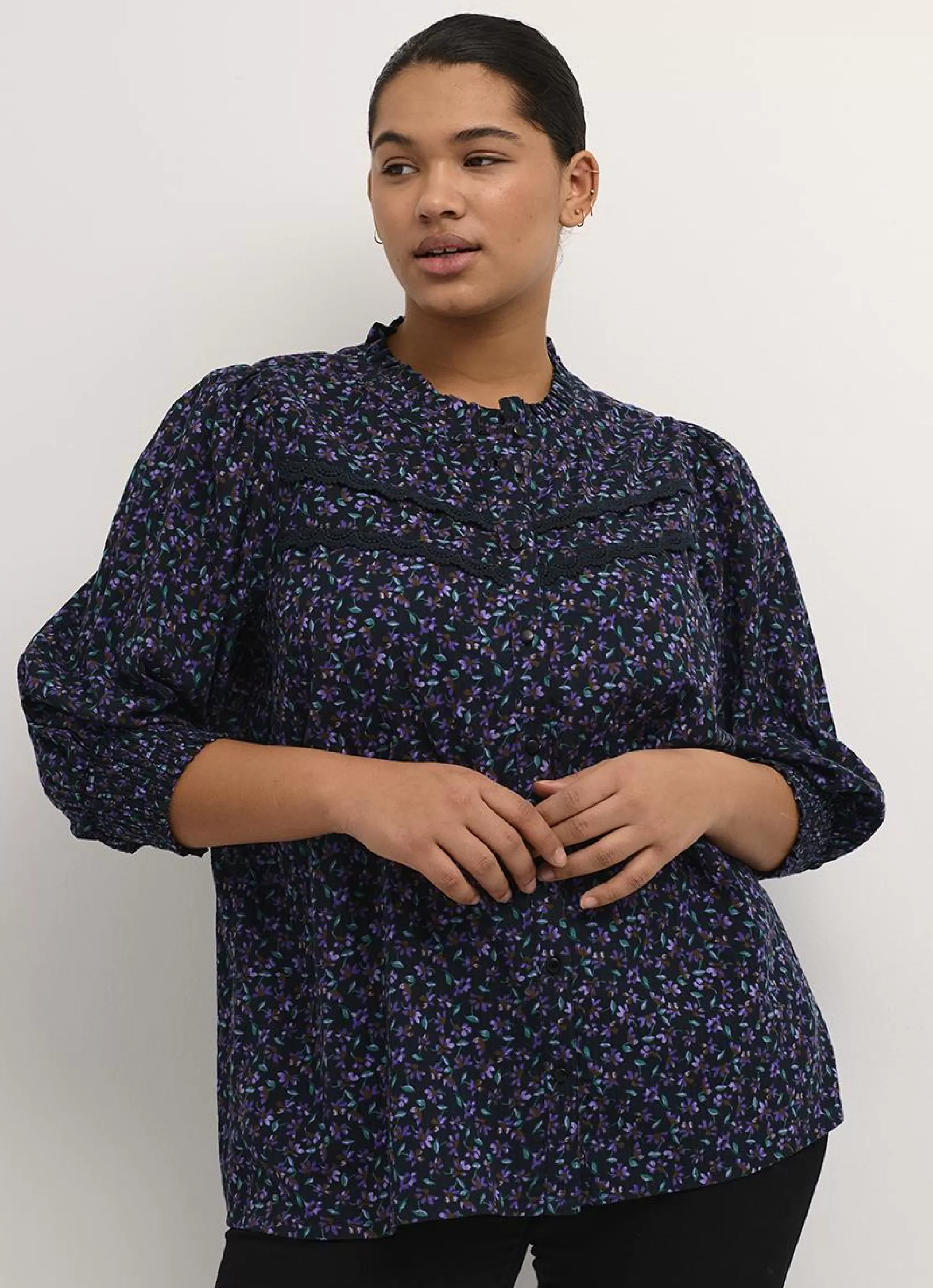 Flash Sale Kaffe Curve Blouse Nomi 10581788 - 104817 Heliotrope Flower