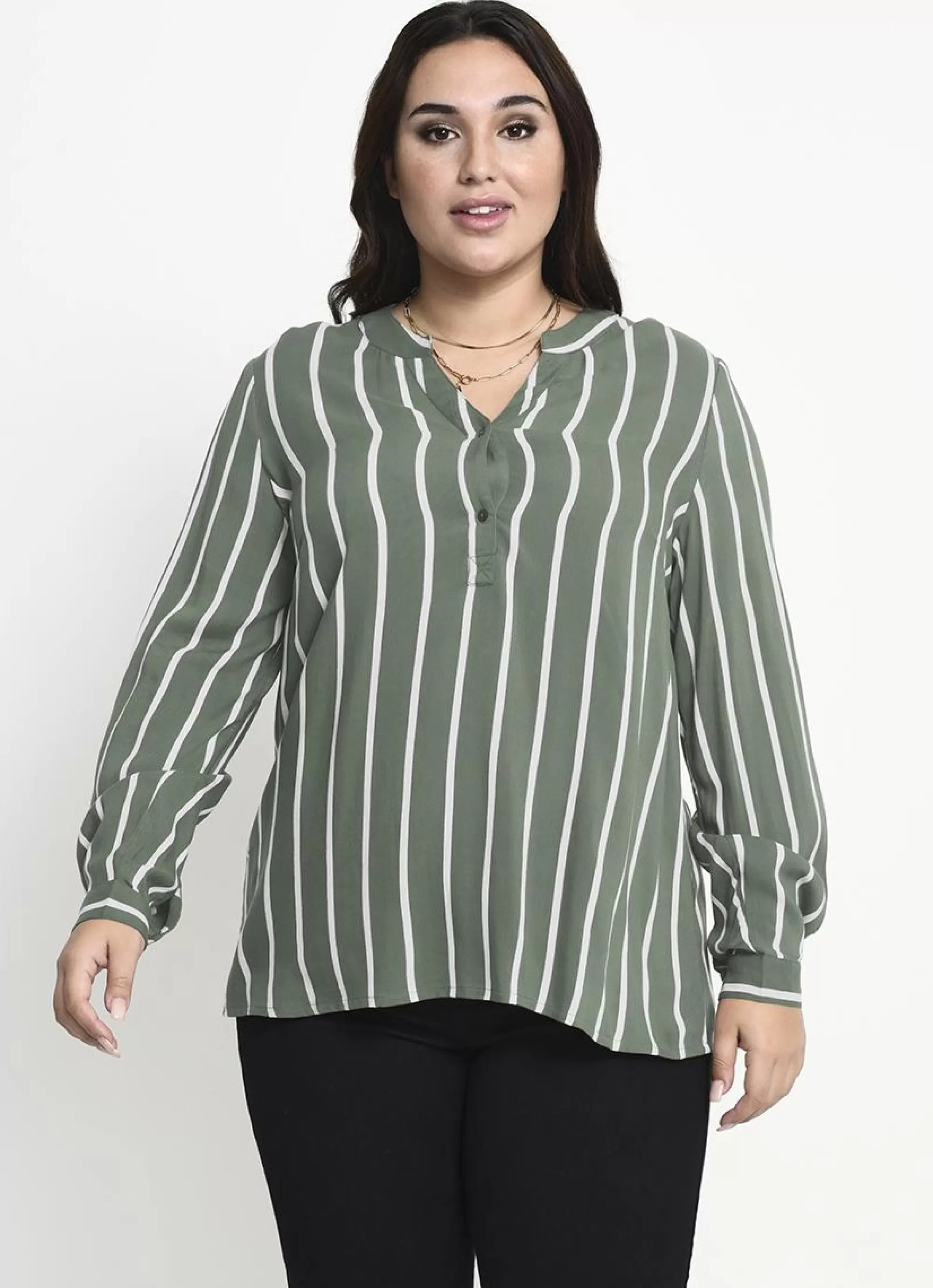 Sale * Kaffe Curve Blouse Sida 10580350 - Artikchoke Green/Chalk