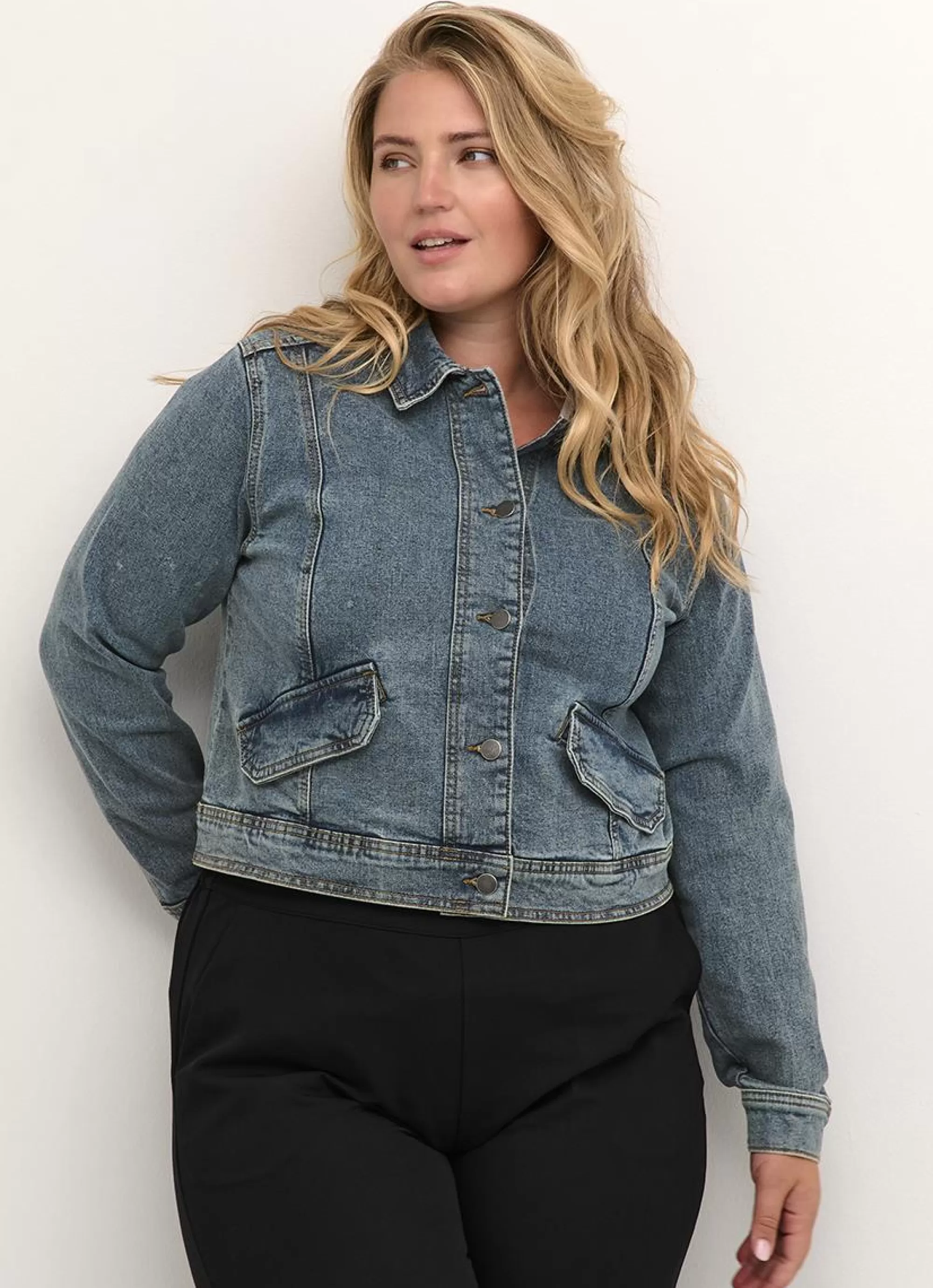 Shop Kaffe Curve Jacket Diana 10582000 - 100166 Blue Denim