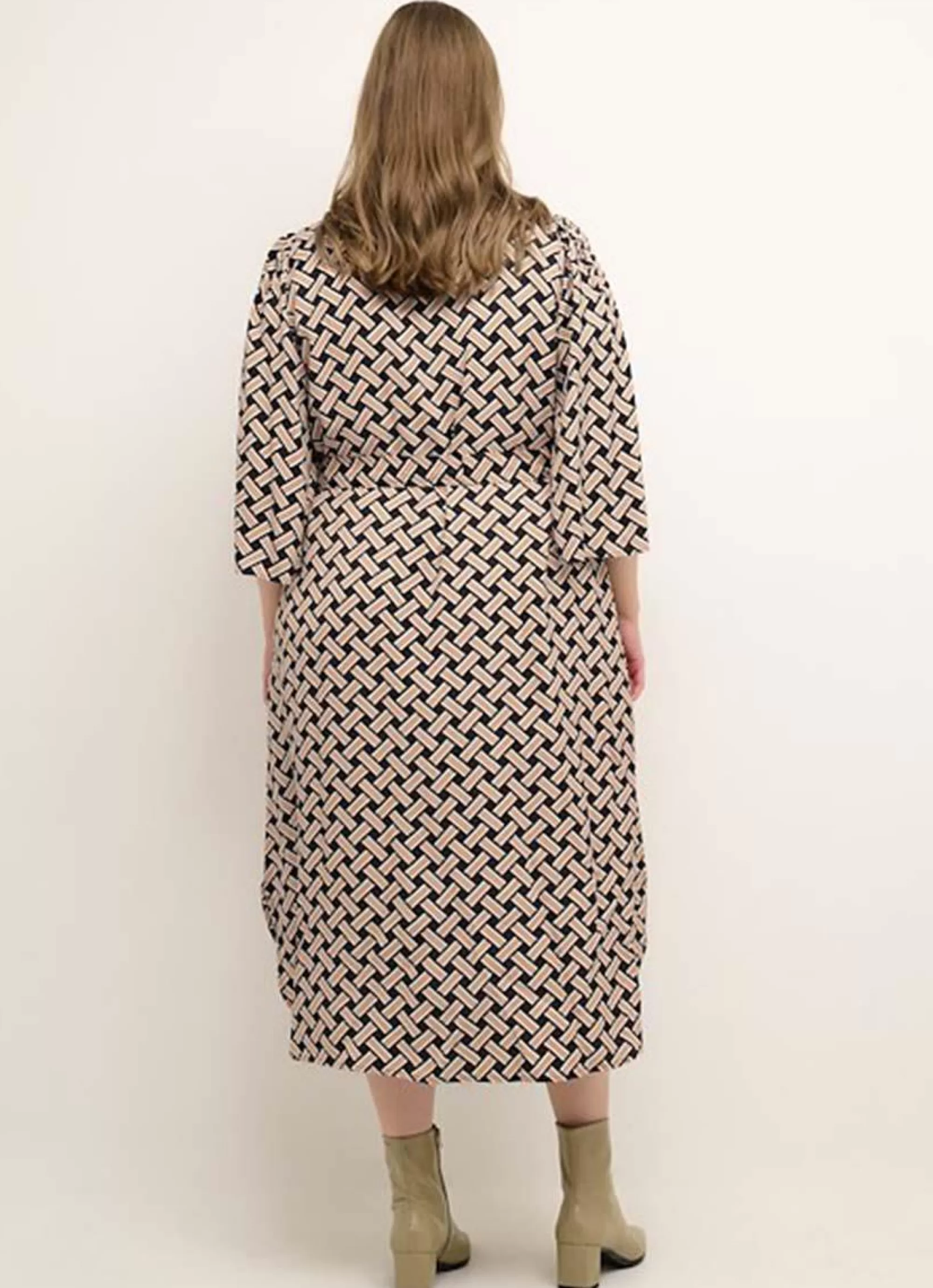 Online Kaffe Curve Jurk Qing 10581397 - 103927 Black/Orange Graphic Print