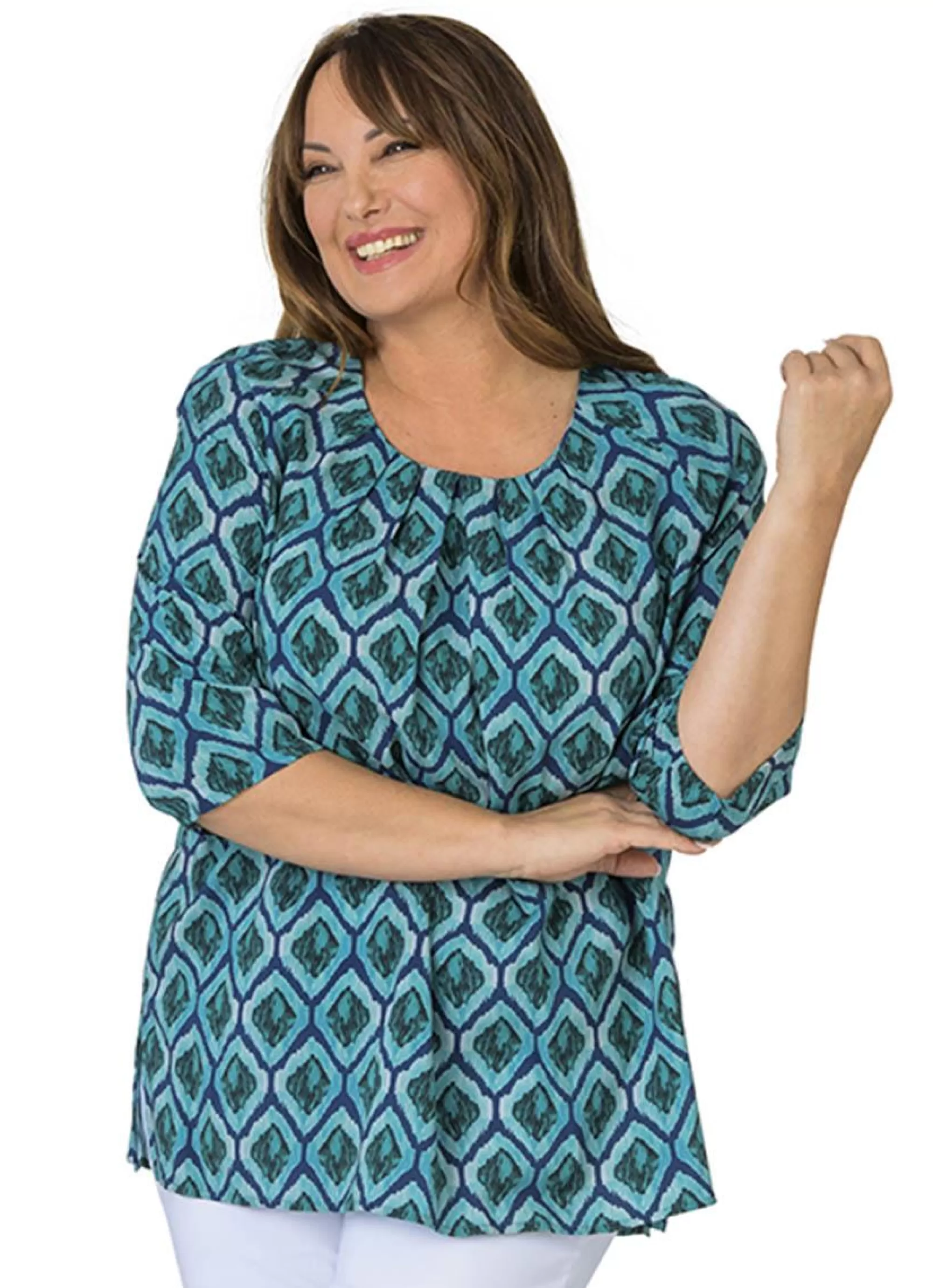 Best Mona Lisa Blouse 558-75-78 Blauw Groen