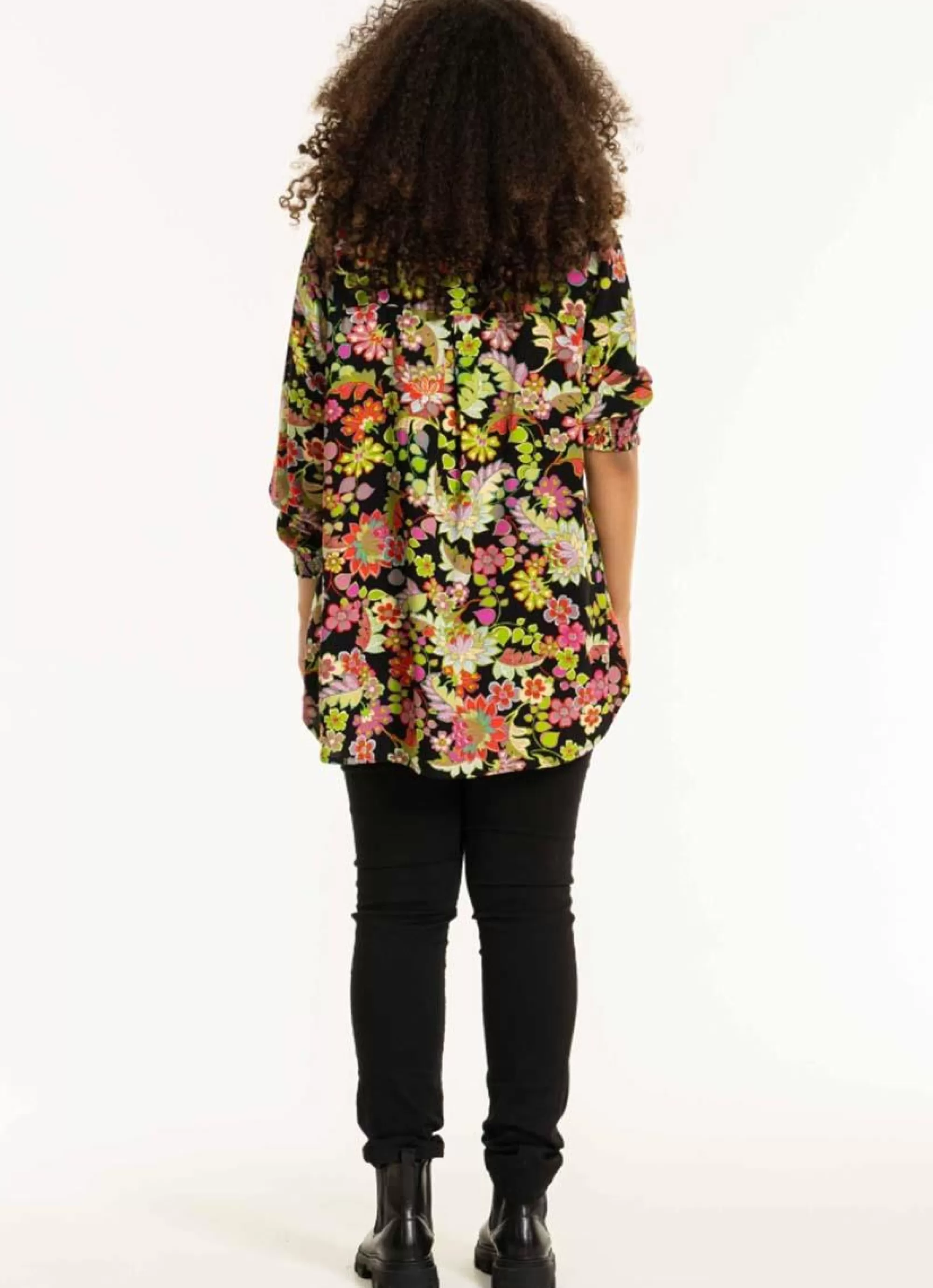 Shop Studio Blouse Bitta S242879 - Black With Lime Flowers