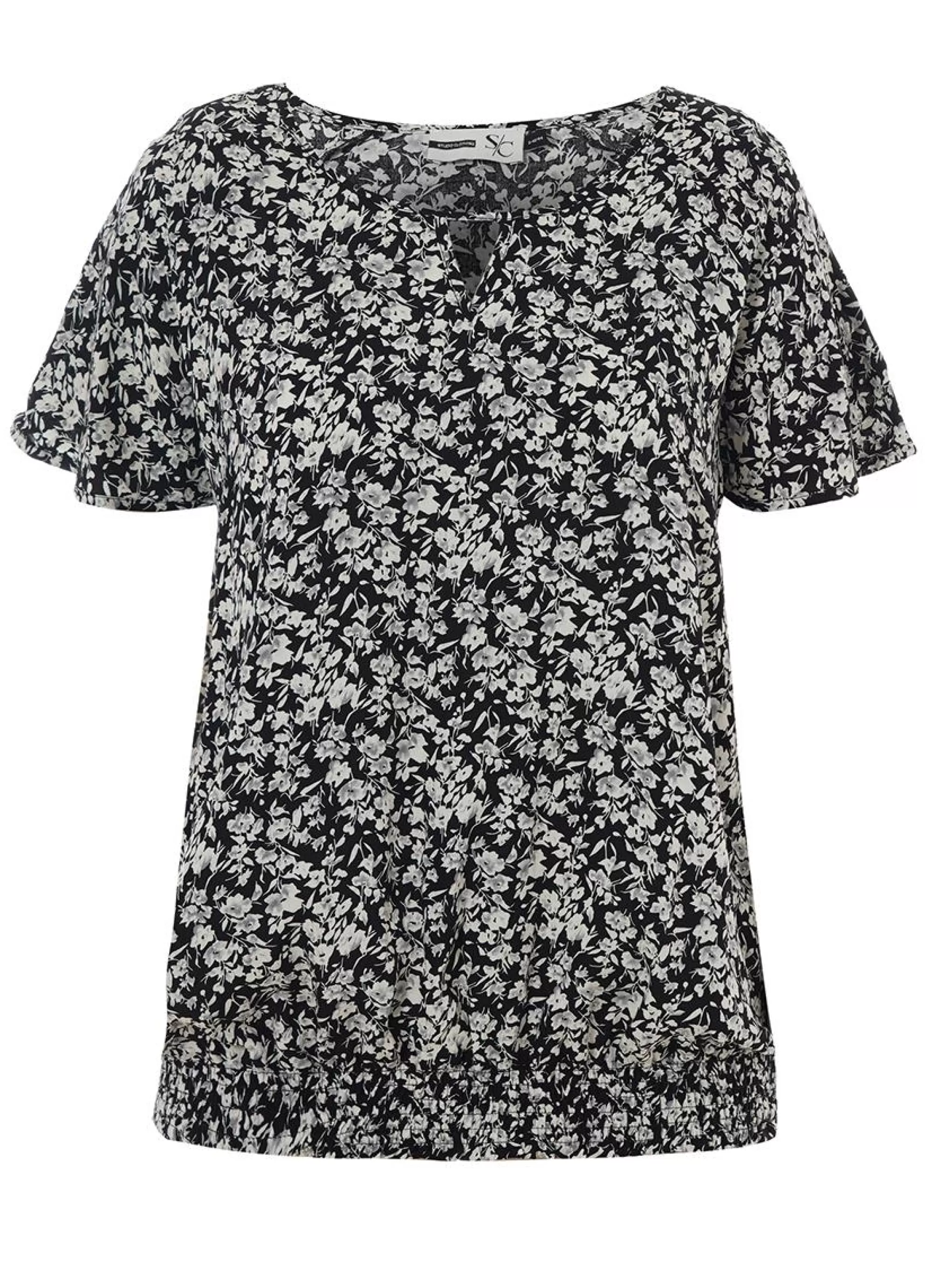 Outlet Studio Blouse Camilla S234820 Black With Grey Small Flowers