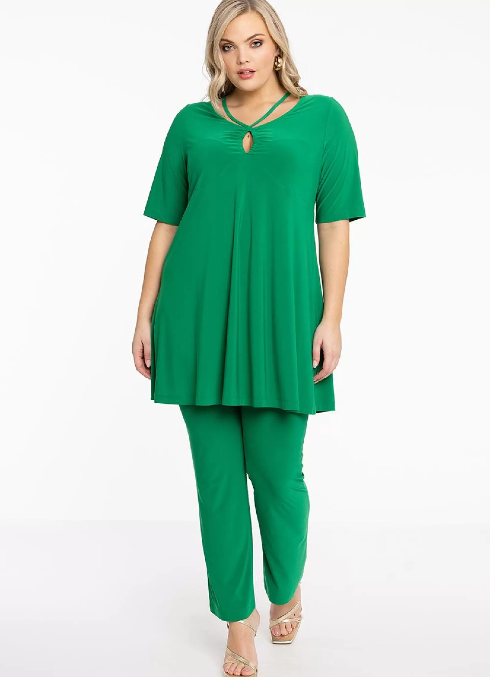 Discount Yoek Tunic Wide Bottom Strings Dolce 174584 - 240 Green