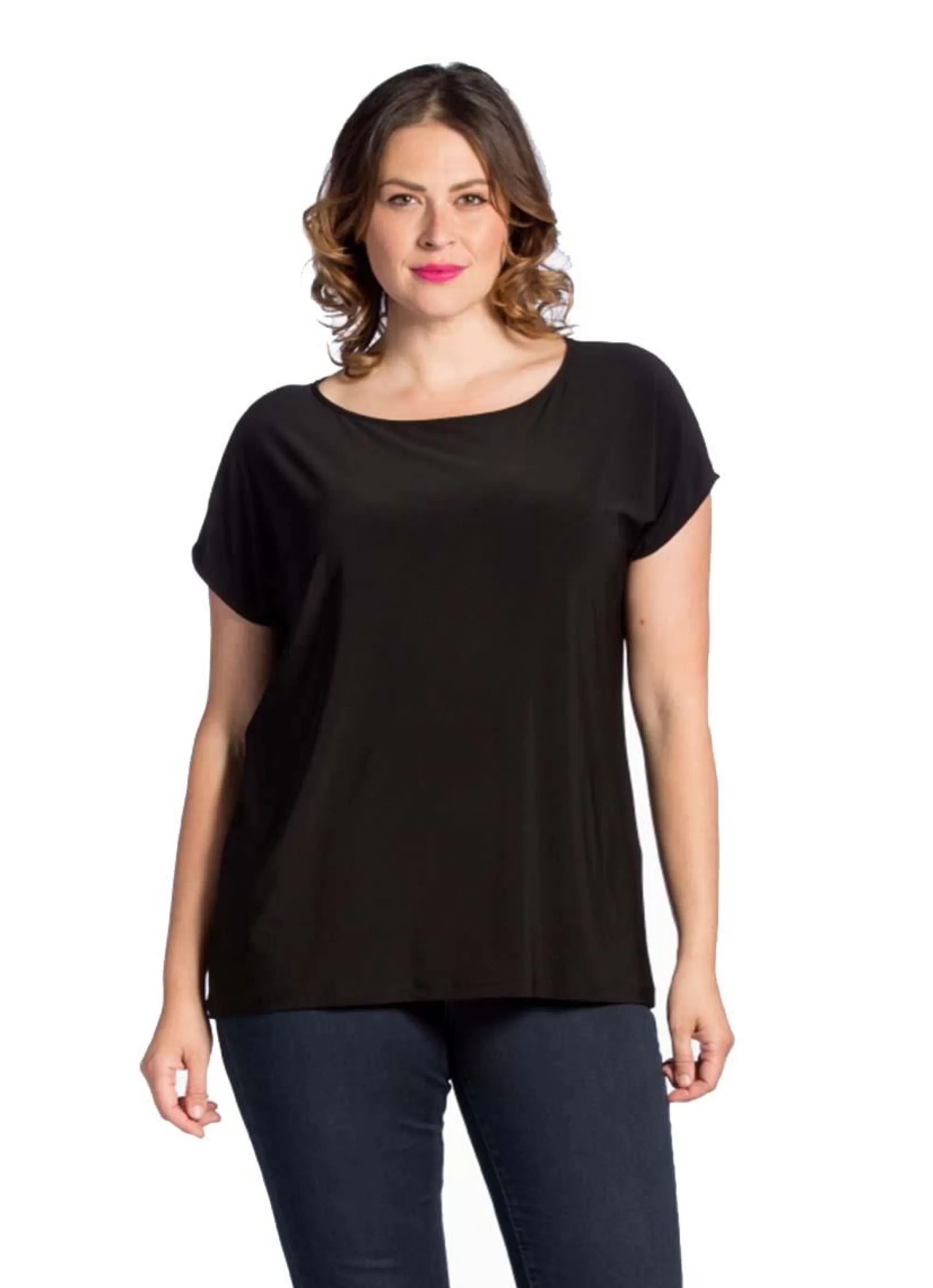 Best Sale Yoek Basic T-Shirt Kapmouwen Dolce B4017-210 Zwart