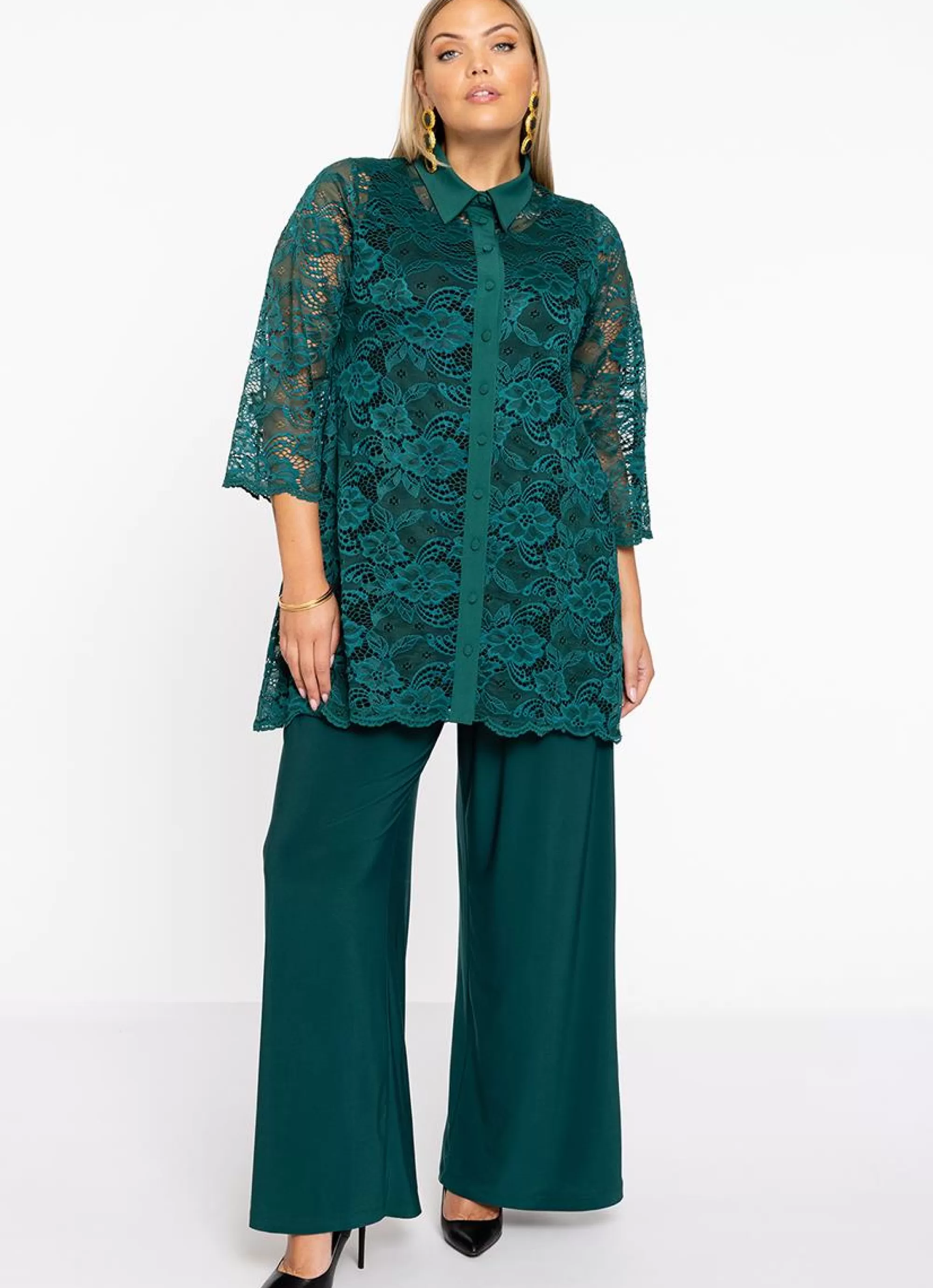 Discount Yoek Blouse Collar Lace 213760 - 242 Dark Green