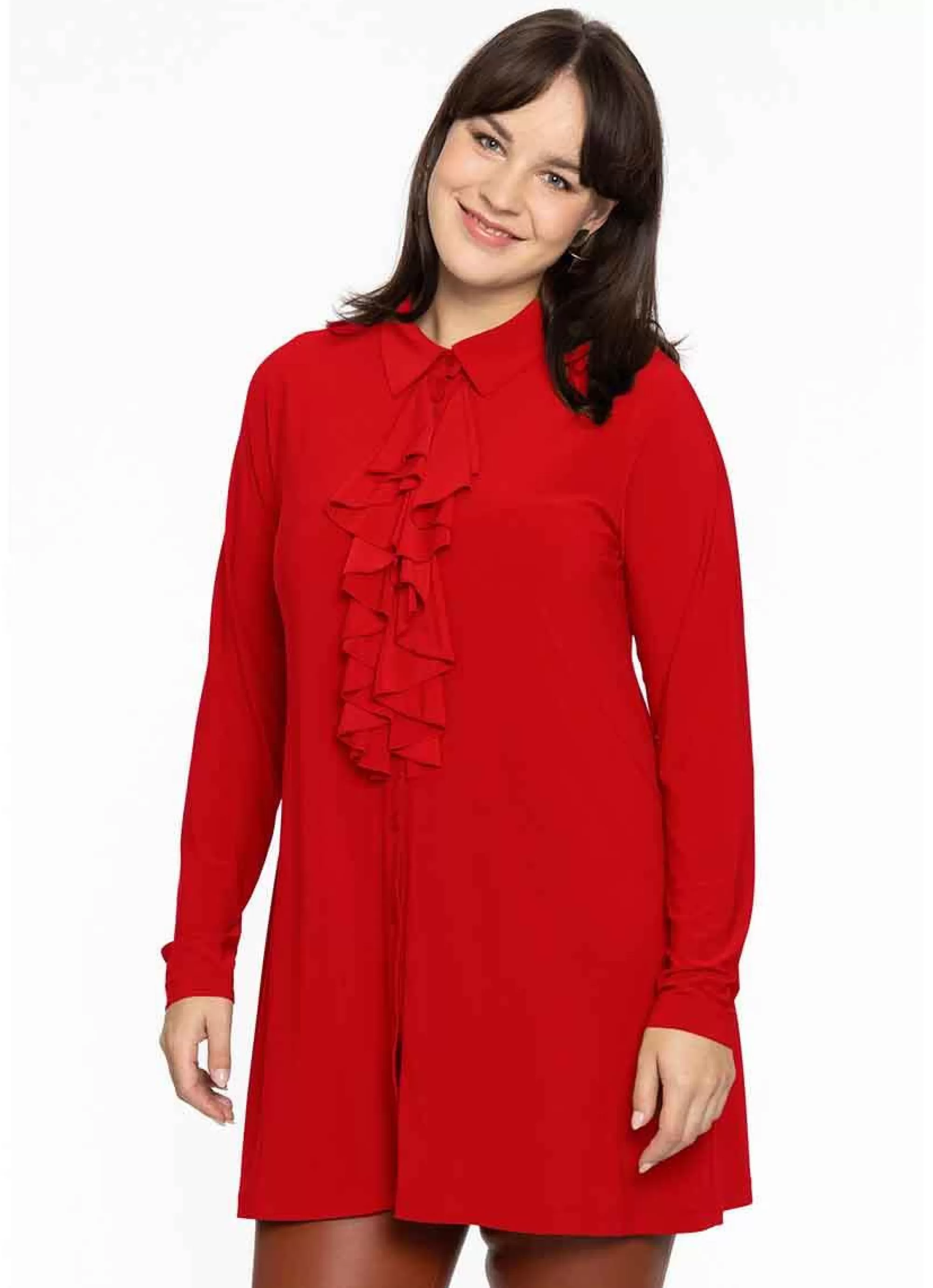 Hot Yoek Blouse Frilled Front Dolce Rood Bl133704