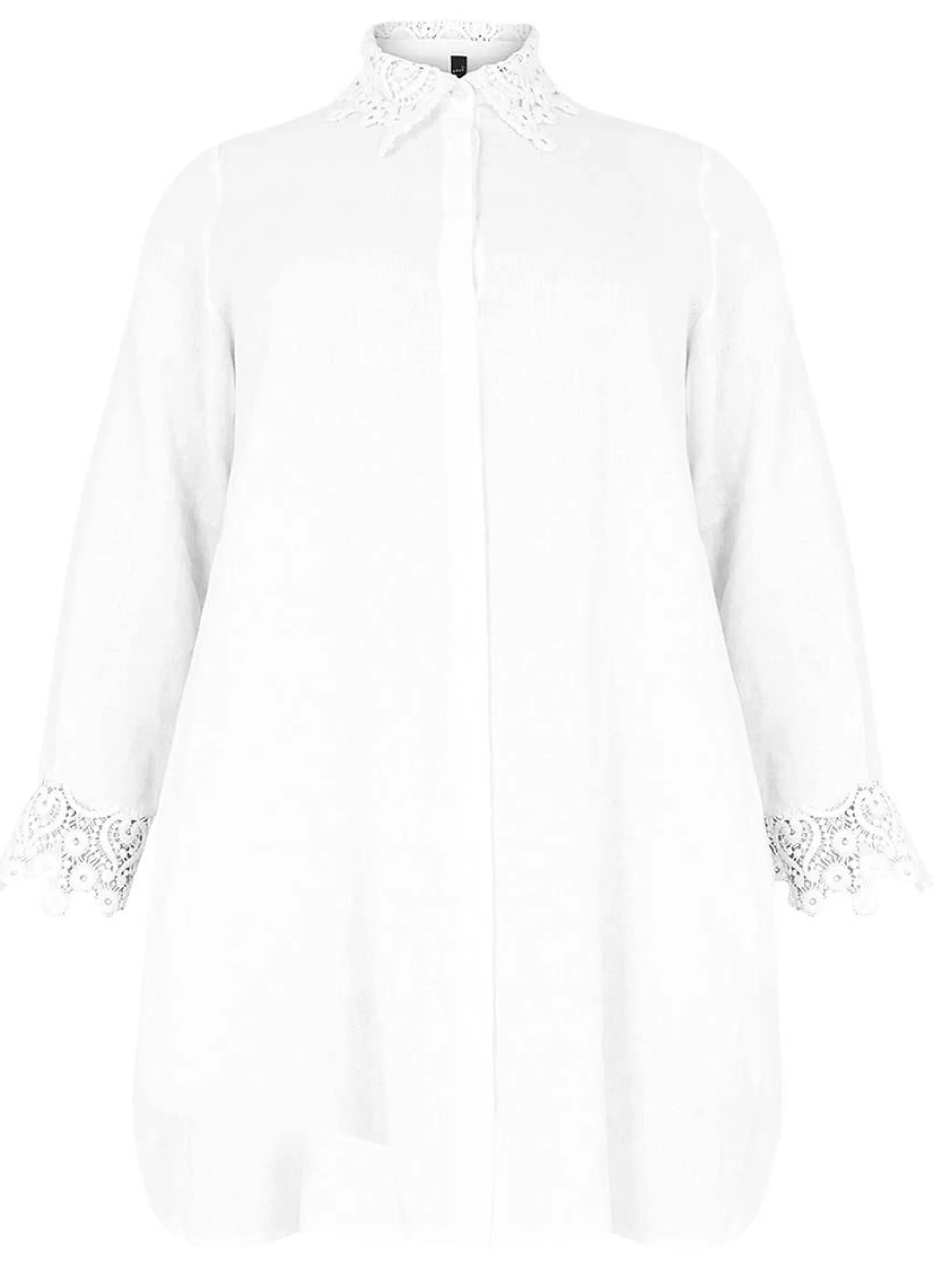 Clearance Yoek Blouse Lace Linen 1623742 - 201 White