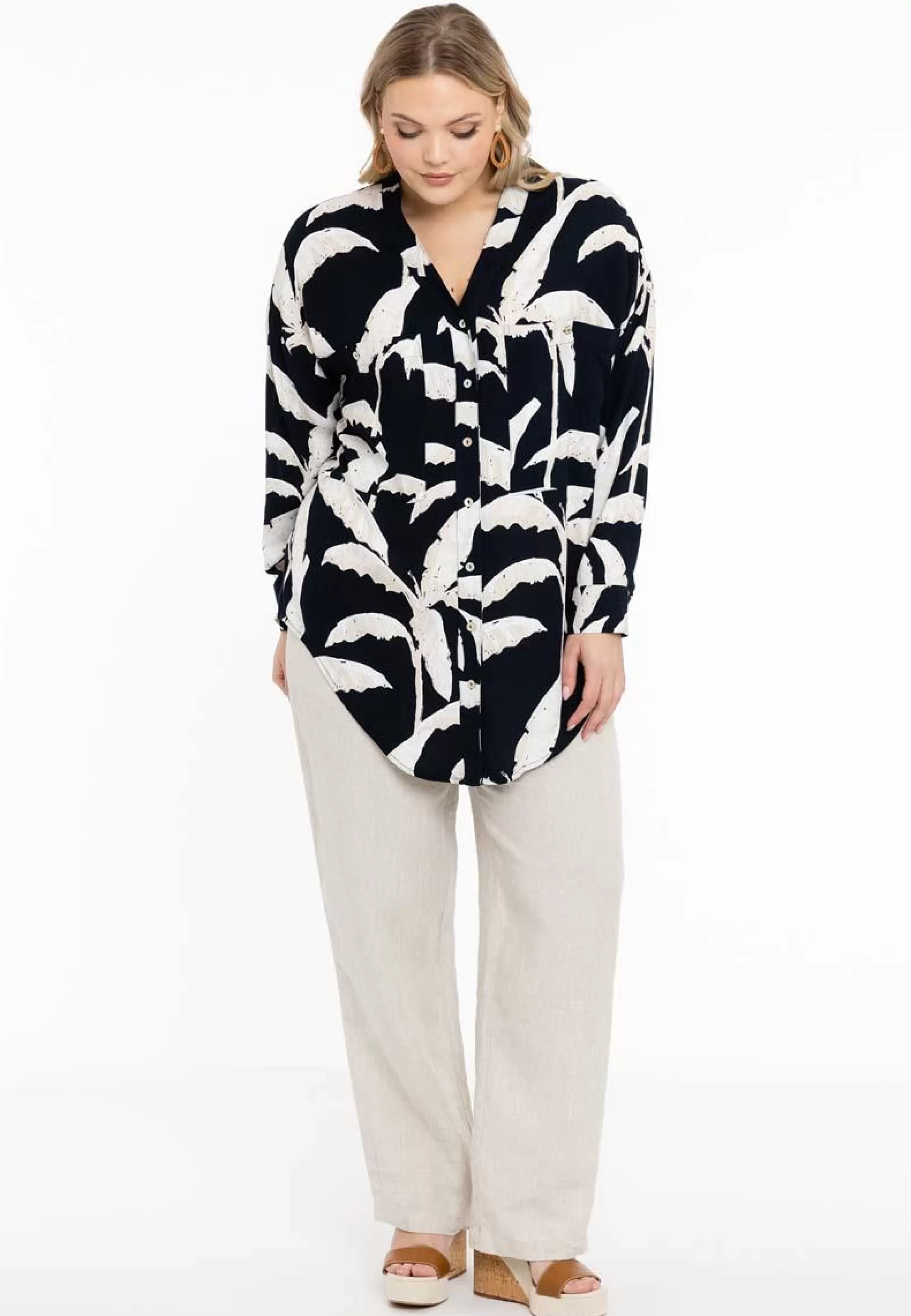 Sale Yoek Blouse Palm Tree 1623662 Marine