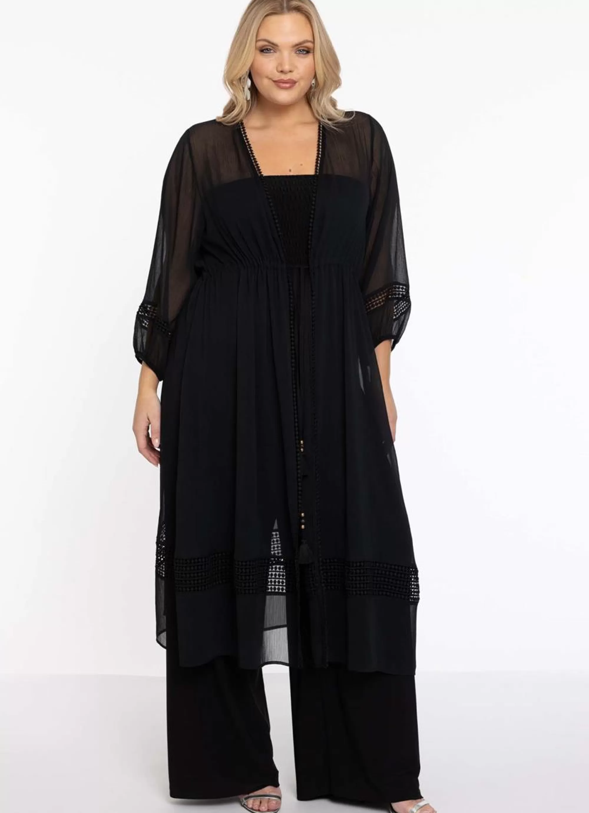 Discount Yoek Cardigan Lace Voile My232679 - 210 Black