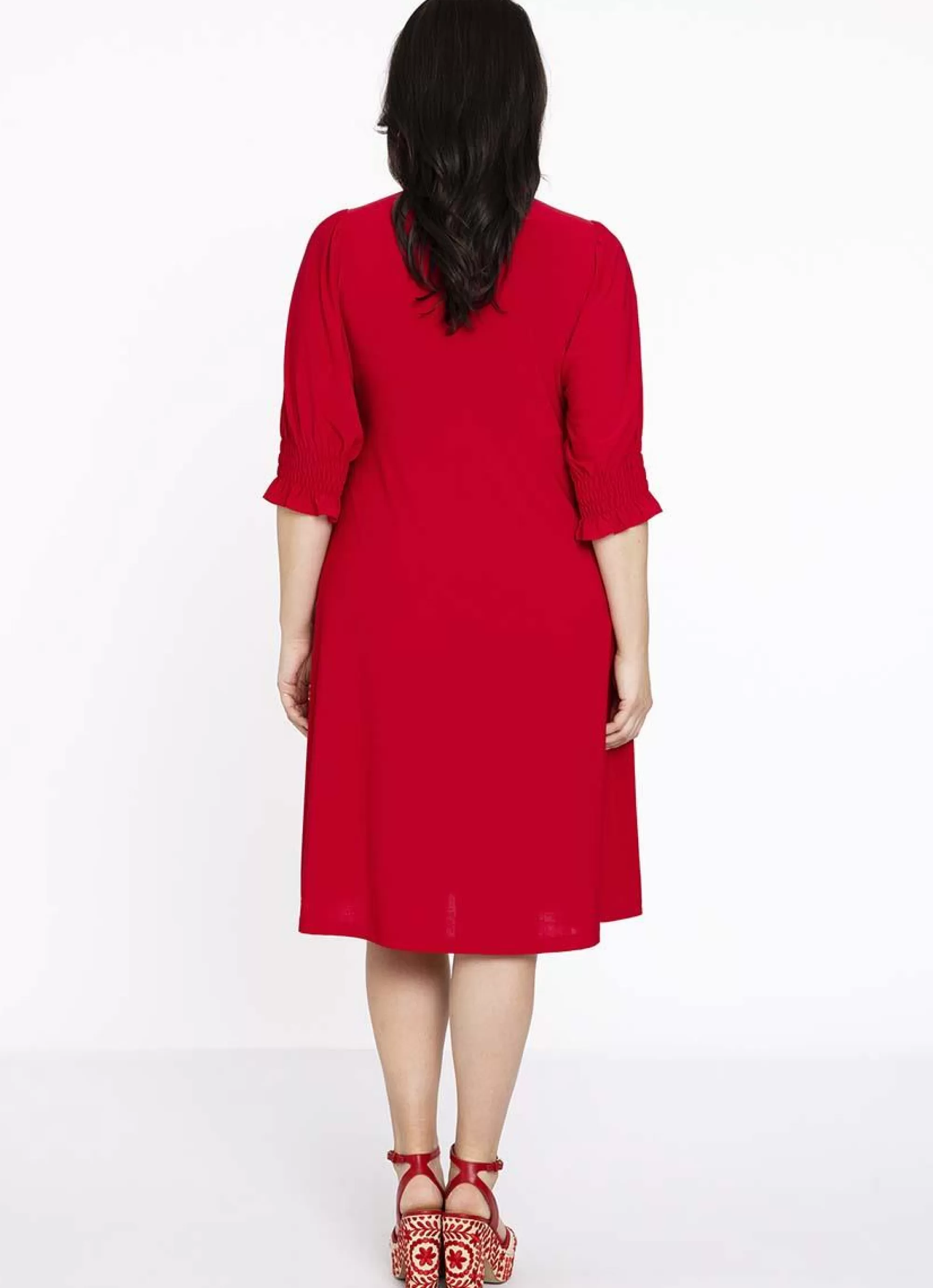 Shop Yoek Dress Buttoned Dolce 1607237 - 260 Red