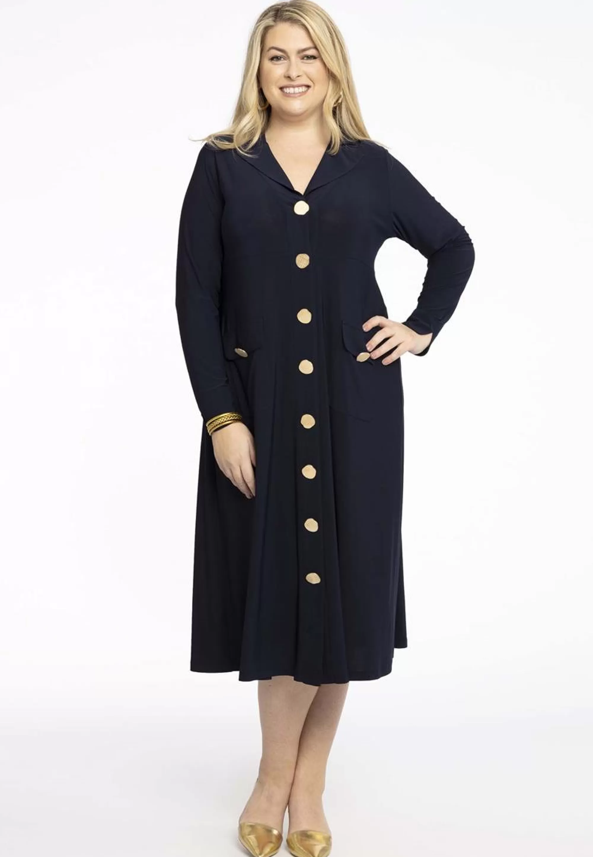 Online Yoek Dress Lapel Dolce Bl197798 - 230 Navy