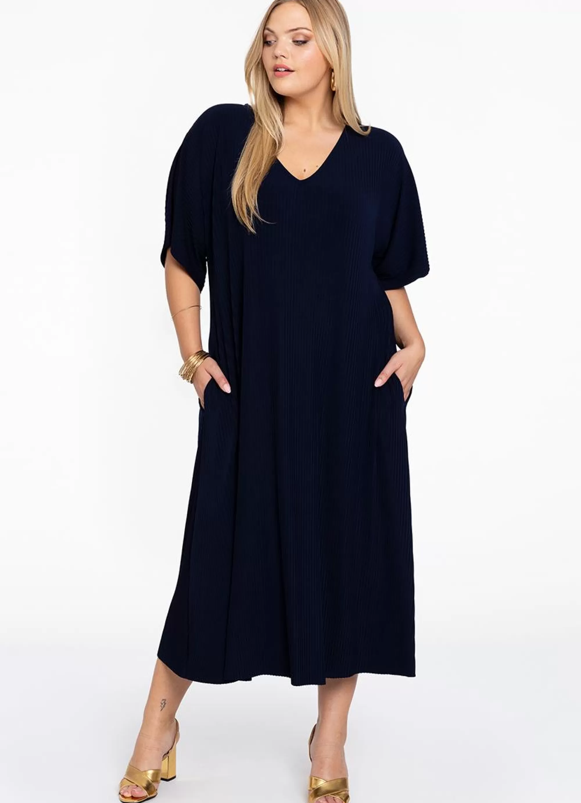 Cheap Yoek Dress V-Neck Plisse 2207182 - 230 Navy