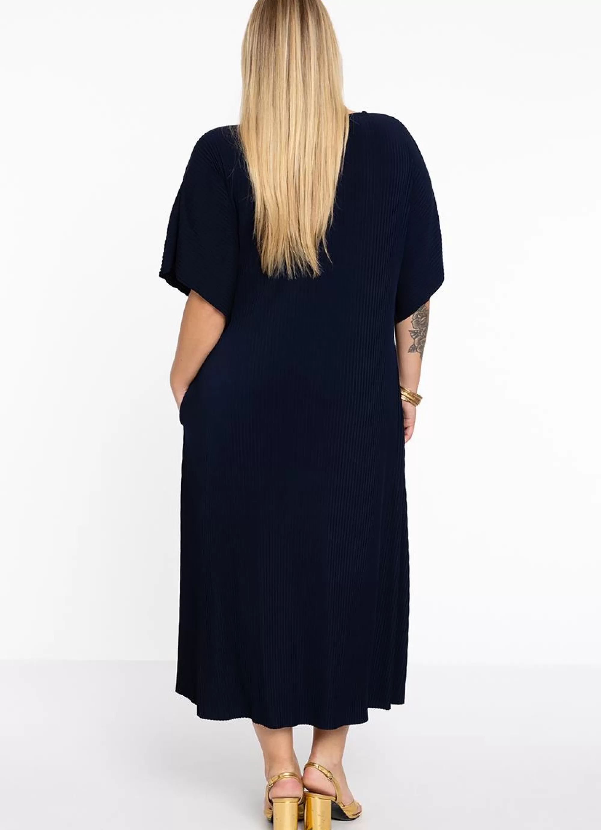 Cheap Yoek Dress V-Neck Plisse 2207182 - 230 Navy