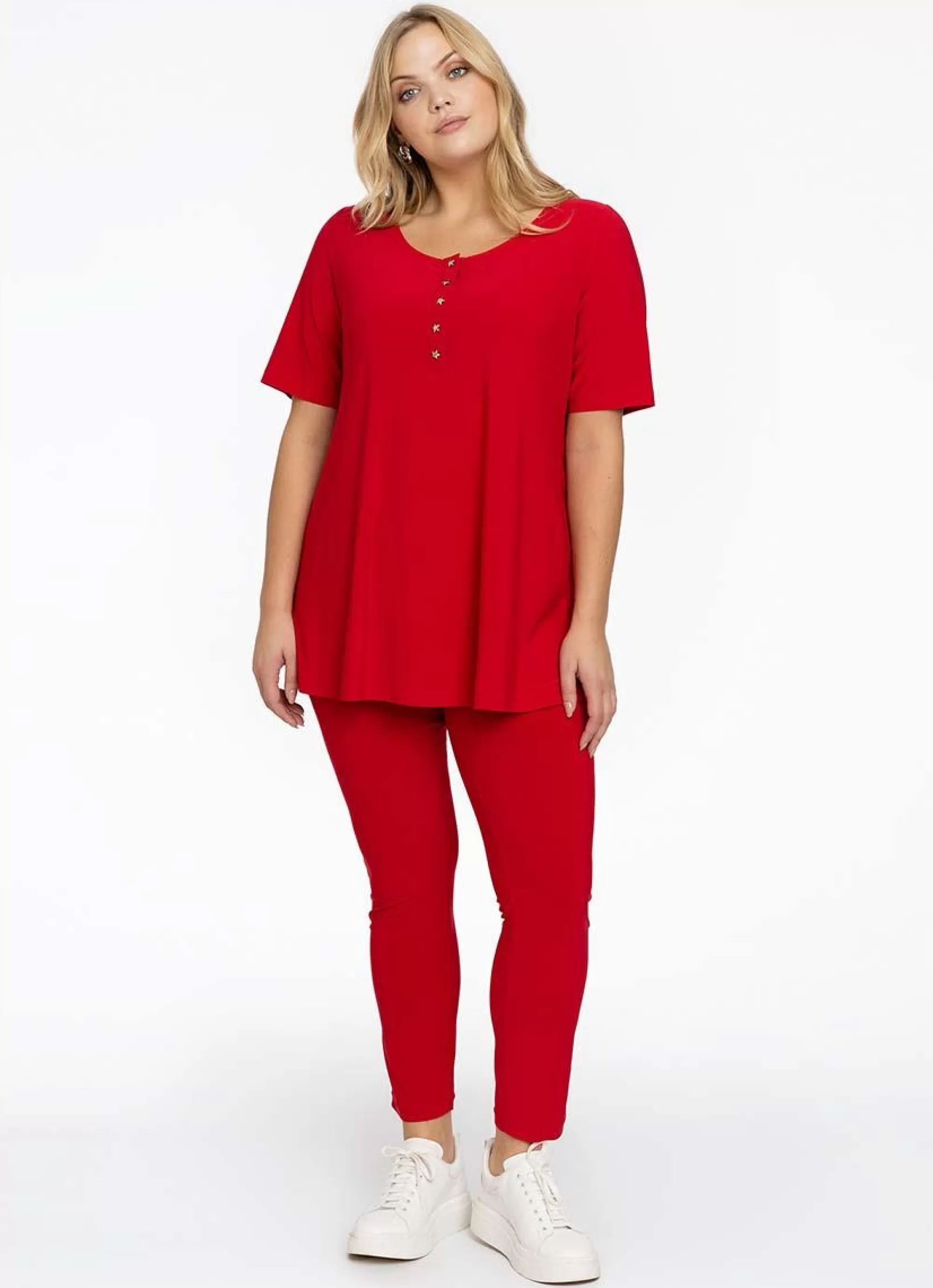 New * Yoek Loretta's Favourites Tuniek Flare Dolce Rood L984513