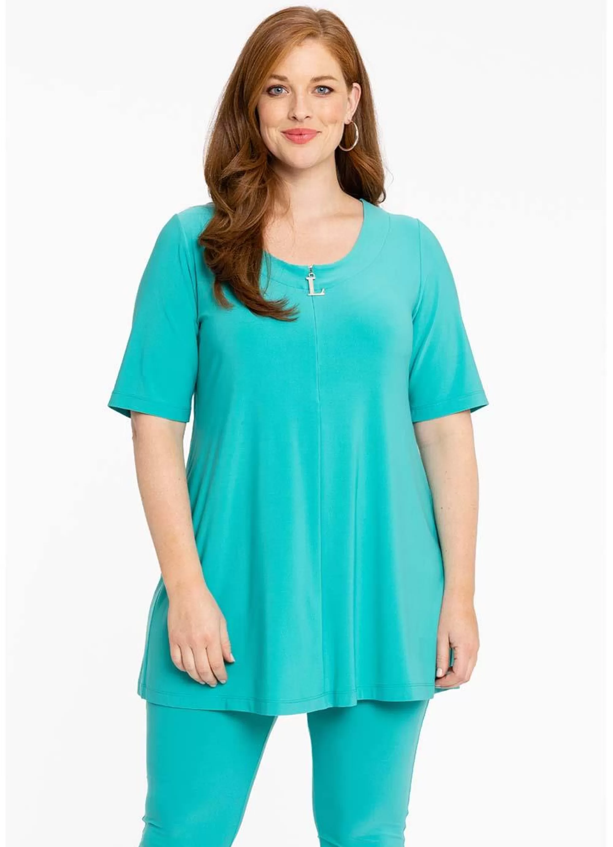 Sale Yoek Loretta's Tunic L Zipper Dolce L164041-233 Turquoise