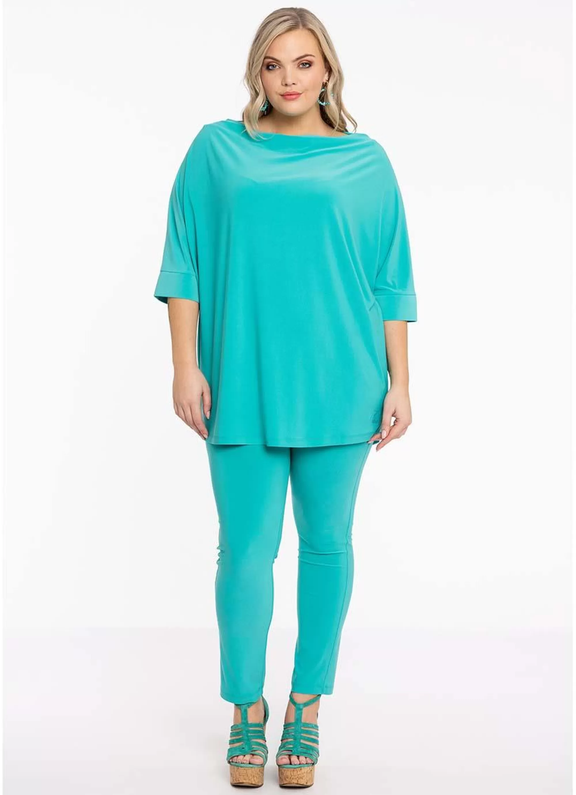 Discount * Yoek Loretta's Xtra Slim Trousers Dolce L955585-233 Turquoise