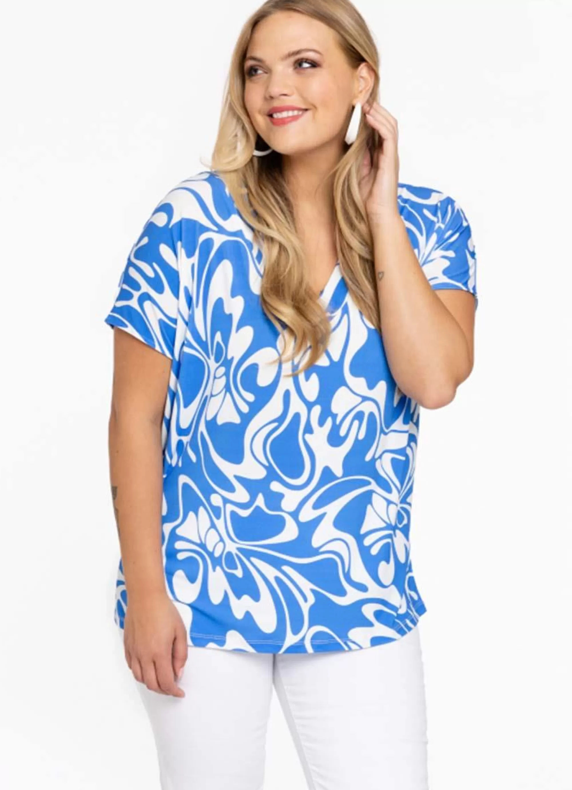 Online Yoek Shirt V-Neck Majolica 2224139 - 231 Majolica