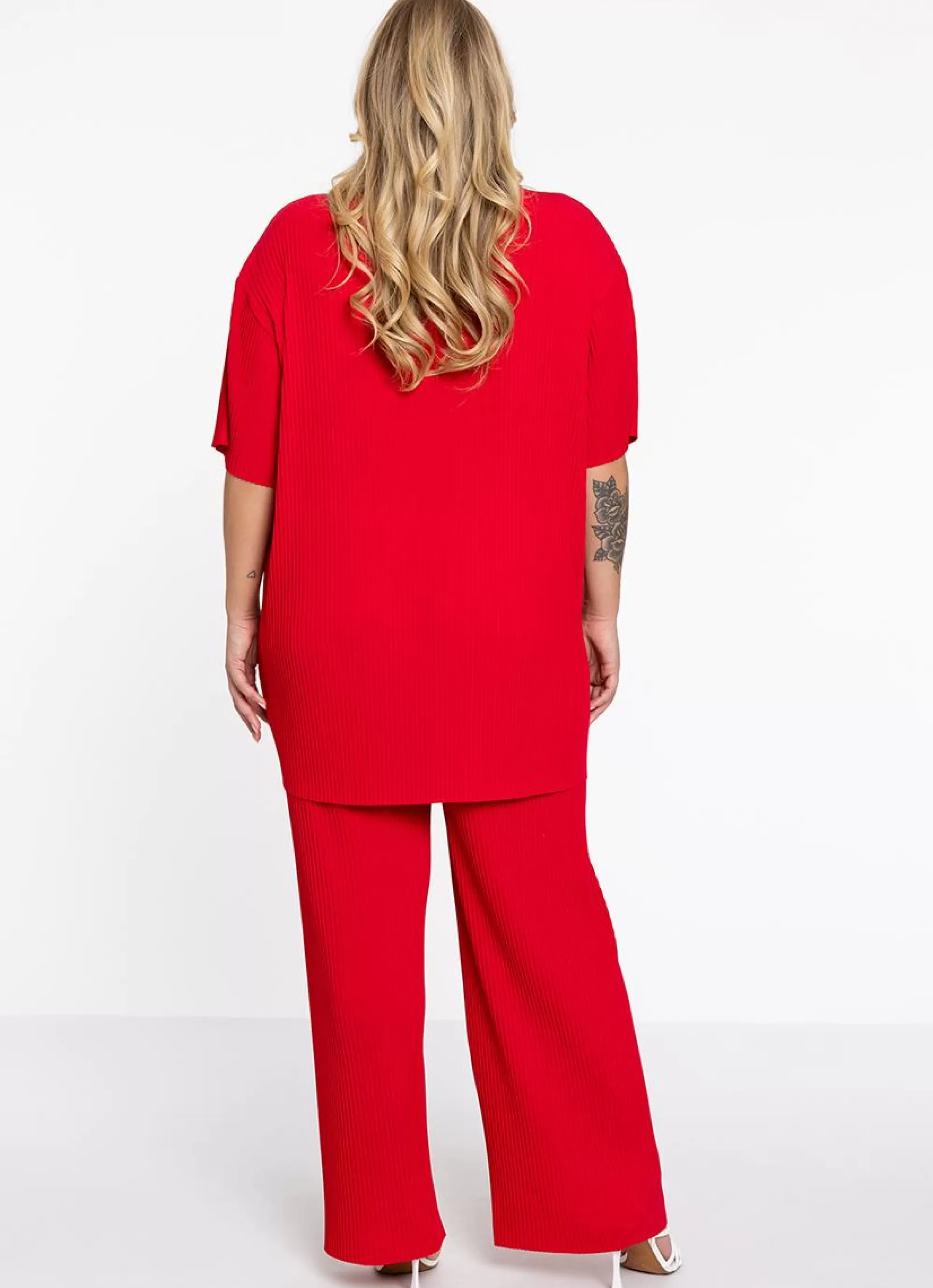 Shop Yoek Tunic Straight Plisse 2204090 - 260 Red